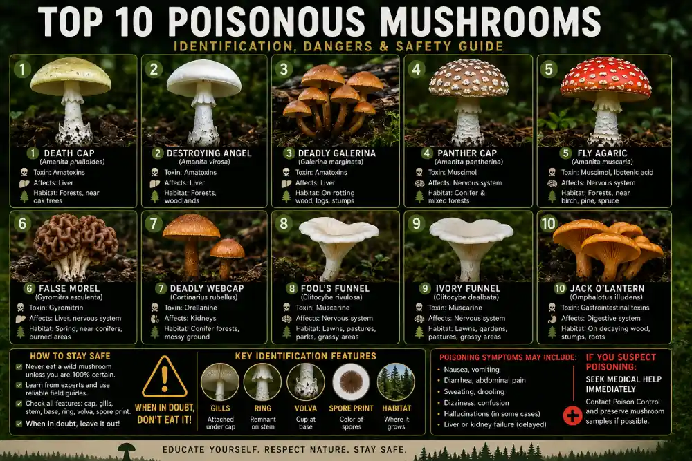 Top 10 Poisonous Mushrooms Identification, Dangers, and Safety Guide